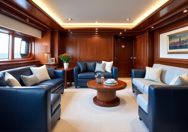 Interni di lusso di uno yacht classico